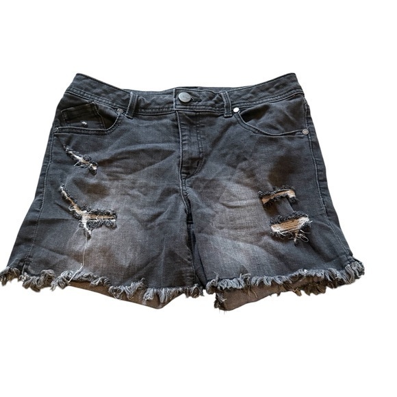 1822 denim Distressed Black Denim Shorts - Picture 1 of 9
